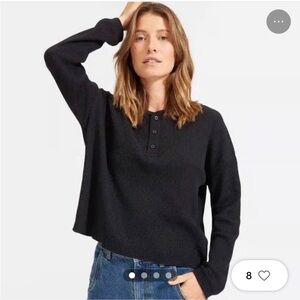 Everlane The Organic Cotton Waffle Henley size medium washed Black NWOT